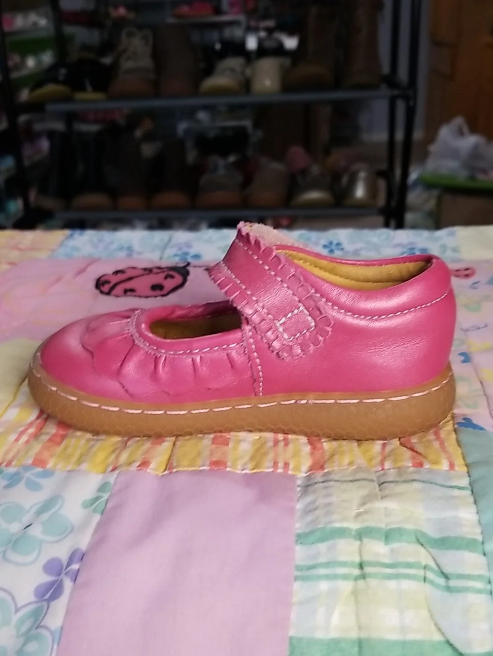 Livie & Luca Pink Shimmer Soft Leather Mary Jane Size 6 Ruche OG Made in Mexico